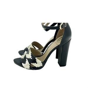 NEW WERNER women's block heel ankle strap sandals in black & gold